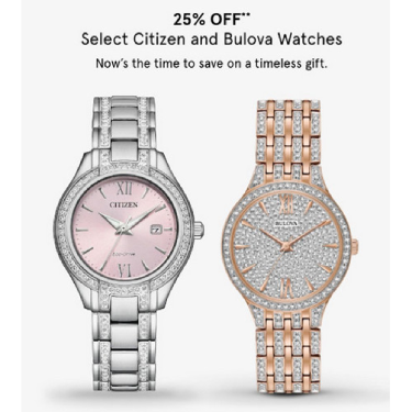 25% OFF SELECT CITIZEN AND BULOVA WATCHES icon