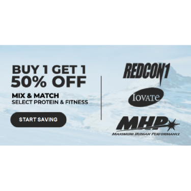 BOGO 50% OFF SELECT PROTEIN AND FITNESS icon